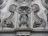 Ecuador Quito 04-03 Old Quito La Compania de Jesus Statue Above Door Outside Here is the statue above the second door at the main entrance of La Compania de Jesus.